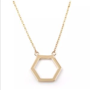 Hexagon geometric in 14k yellow gold necklace 16”